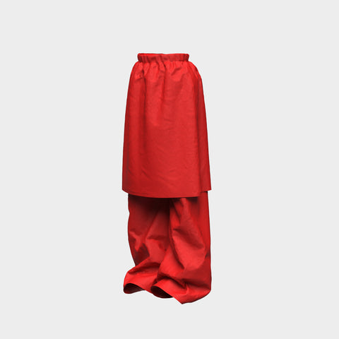 Skirted Leather Pants in Red