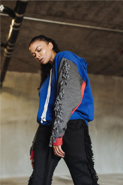 Fringed Hoodie in Multicolor