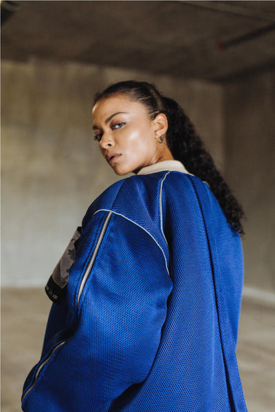 Piped Mesh Bomber Jacket