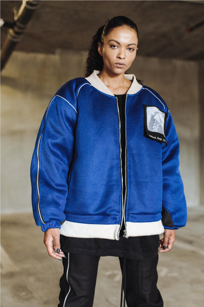Piped Mesh Bomber Jacket