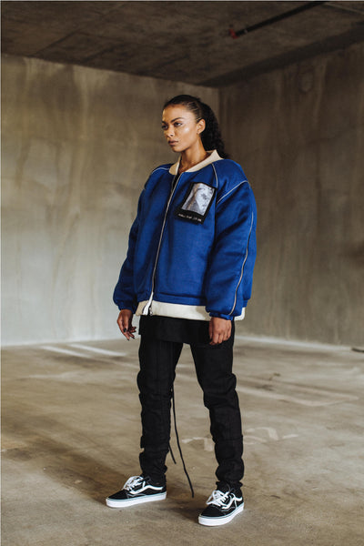 Piped Mesh Bomber Jacket
