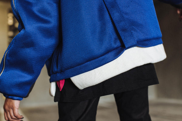 Piped Mesh Bomber Jacket