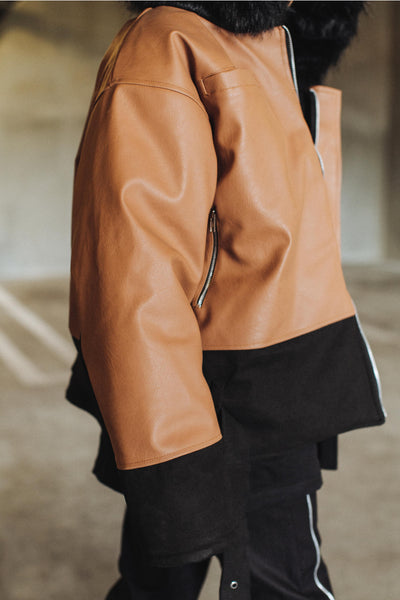 Fur Hood Leather Coat