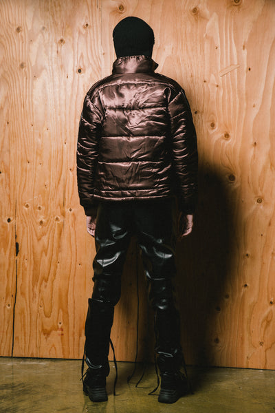 Dual Layer Down Coat with Layered Zip Tee