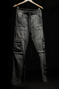 Denim Cargo Pants in Black Wash