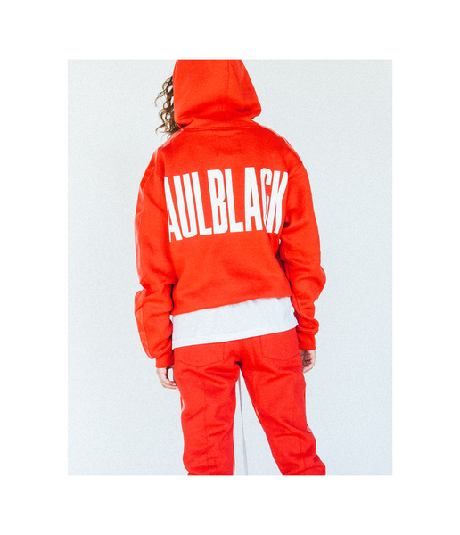 Leather Striped Sweatpant in Red