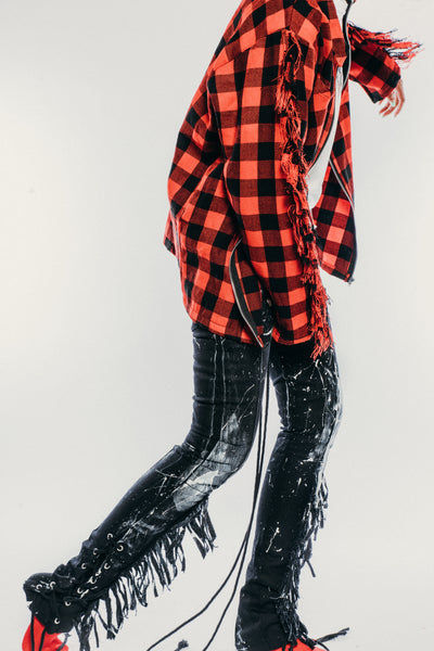 Paint Splatter Fringe Jeans