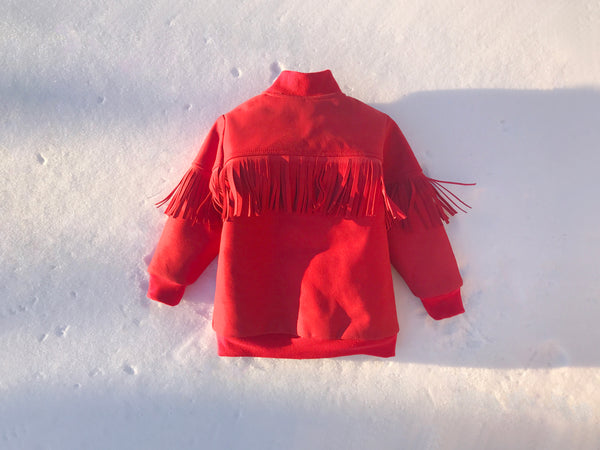 KIDS Fringed Bomber in Red