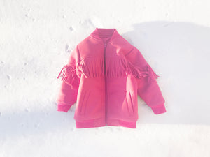KIDS Fringed Bomber in Pink
