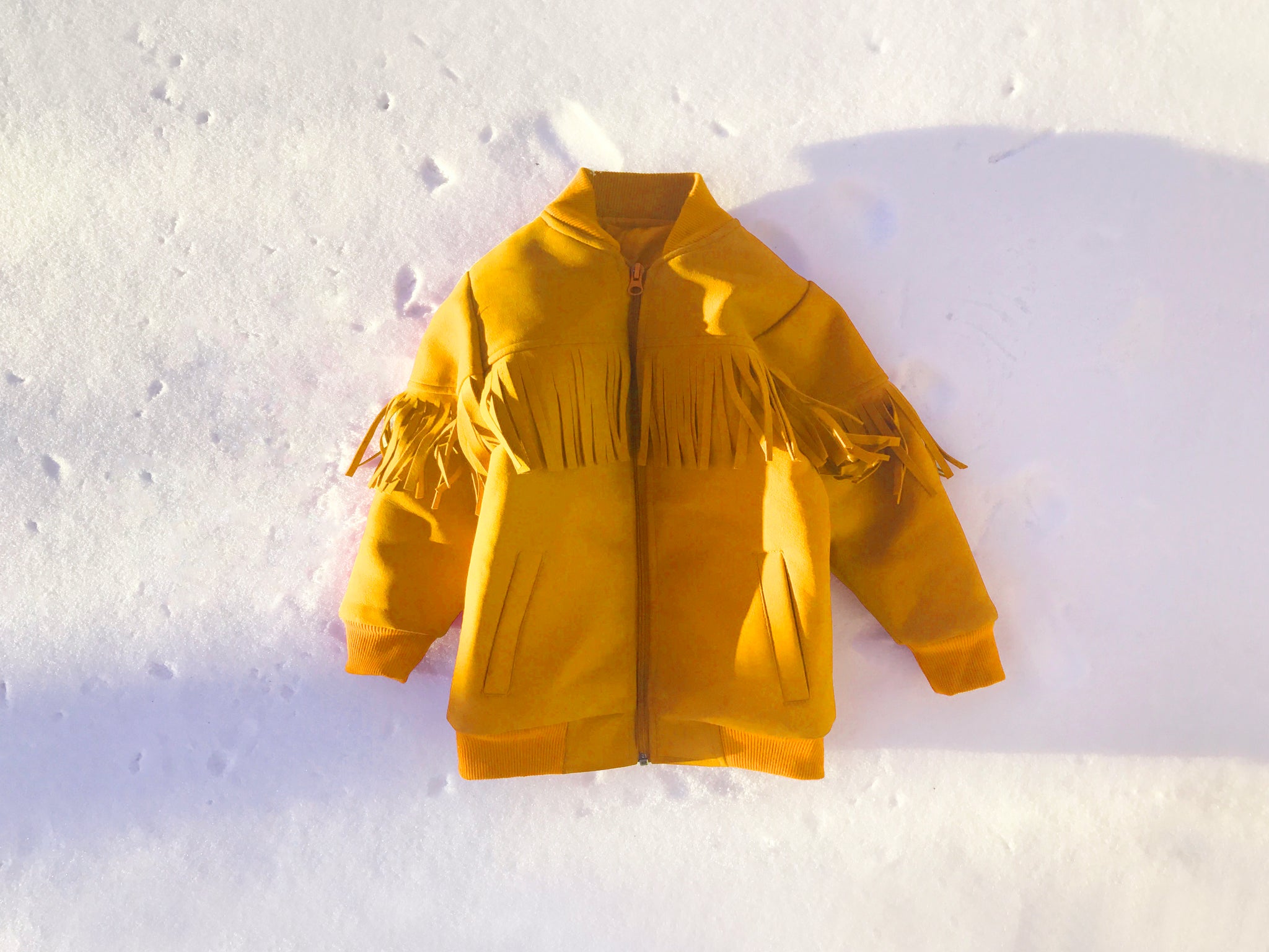 KIDS Fringed Bomber in Yellow